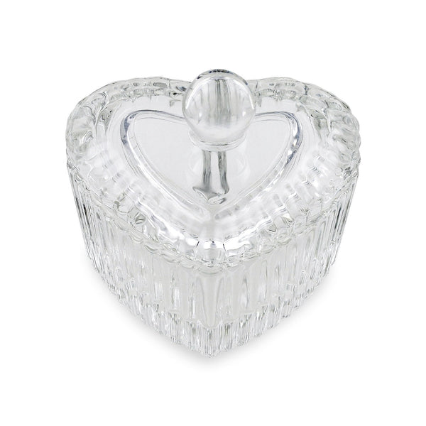 Plat et couvercle Dappen en cristal/verre - Forme de coeur