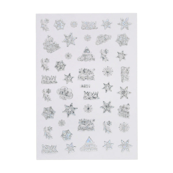 Autocollant de Noël - Houx holographique, flocons de neige et joyeux Noël