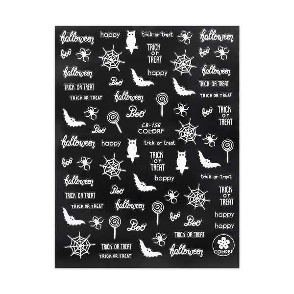 Halloween Stickers - Slogans, Vleermuizen & Uilen - Wit