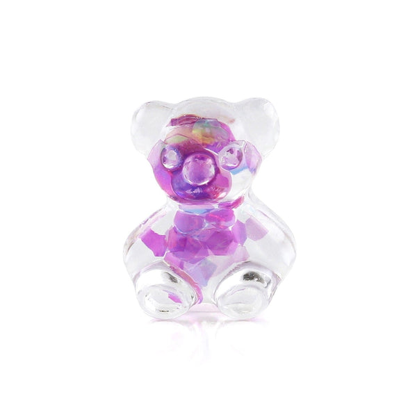 Pot van 5 Charms - Fuchsia Glitter Teddybear