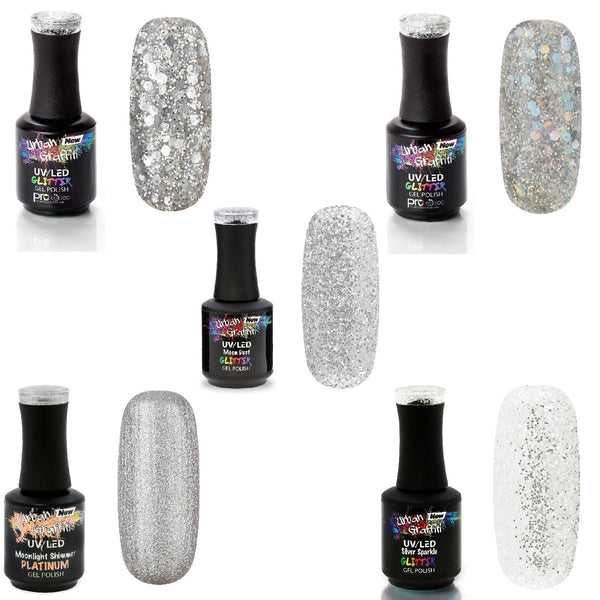 Collection de vernis gel à paillettes argentées