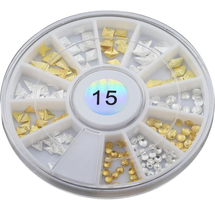 Metallic Nail Art Decals - Textured Gold & Silver Studs