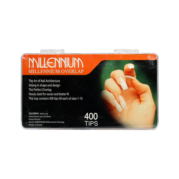 Millennium Overlap Nail Tips – Natural (400 Tips, Sizes 1–10)