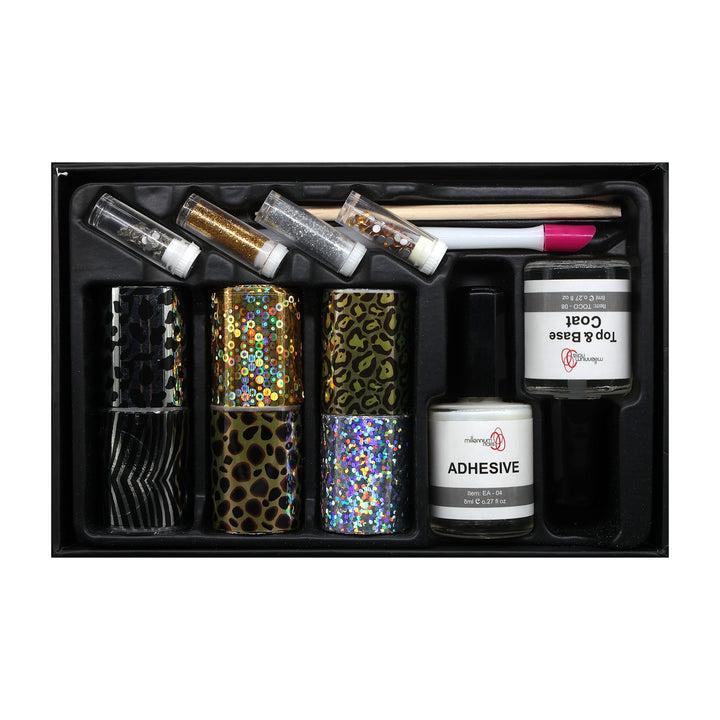 Nail Art Foil Kit - Animal Print & Holographic Patterns (No Lamp Required)