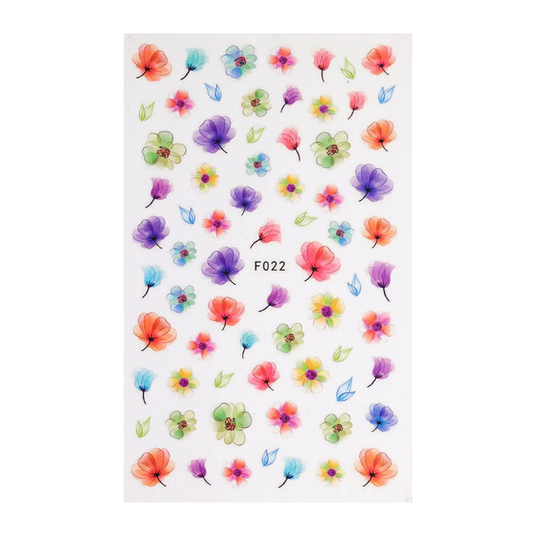 Multicoloured Watercolour Style Floral Nail Art Stickers   Naio Nails