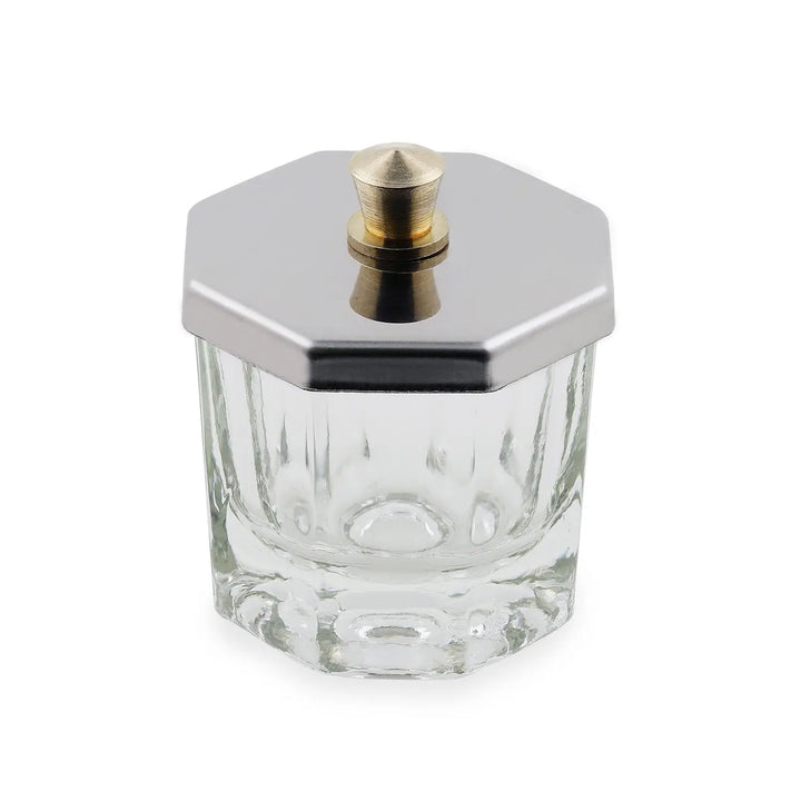 Crystal / Glass Dappen Dish & Stainless Steel Lid   Naio Nails